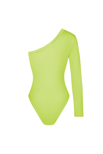 Polyester Women's One-Shoulder Bodysuit Asymmetric Design