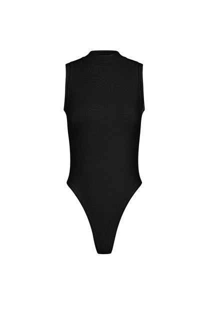 Viscose Women's Sleeveless Bodysuit High Neck Minimalist Design