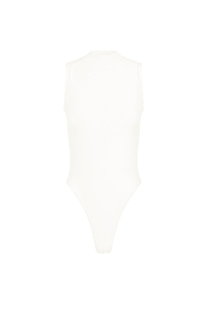 Viscose Women's Sleeveless Bodysuit High Neck Minimalist Design