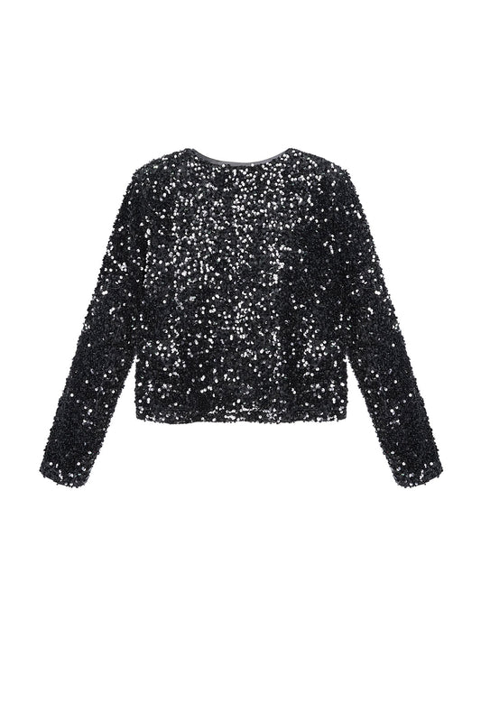 Polyester Long Sleeve Top Cropped Bow Detail