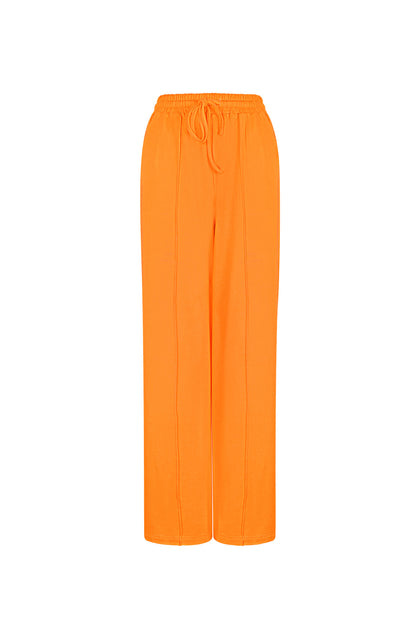 Cotton Women's Wide Leg Pants Comfortable Drawstring Waist