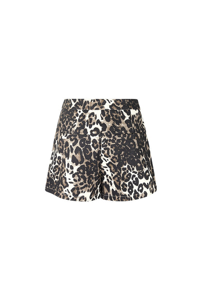 Cotton Women's Shorts Leopard Print High Waist