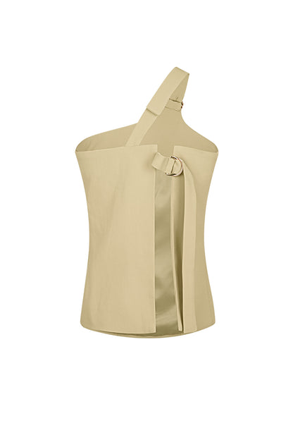 Polyester Women's Sleeveless Top One-Shoulder Asymmetric Design