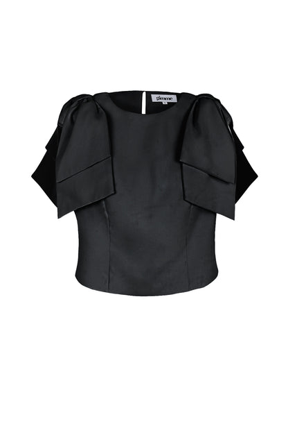 Polyester Women's Short Sleeve Top Ruffle Shoulder Design