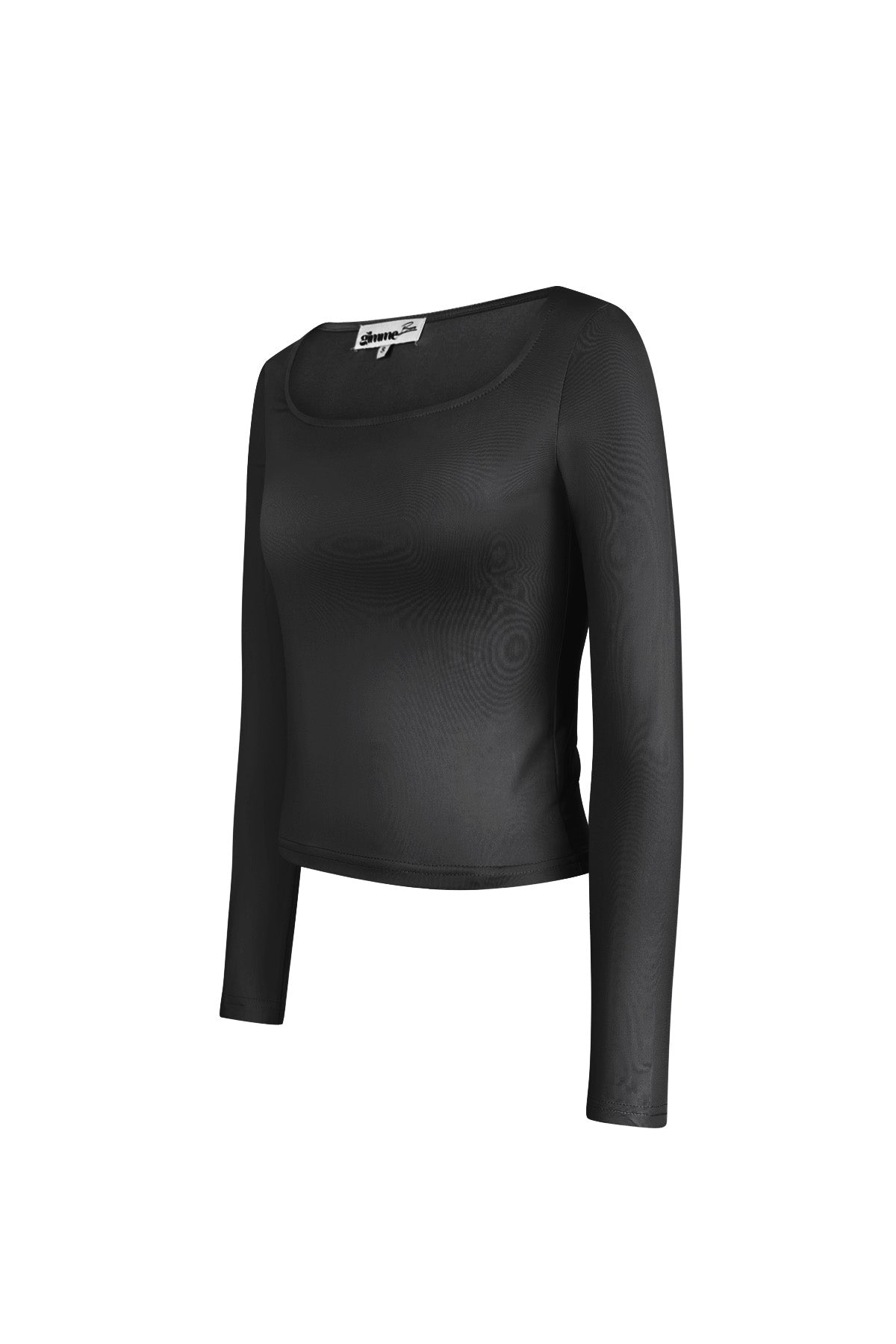 Polyester Women's Long Sleeve Crop Top Square Neckline Bodycon Fit