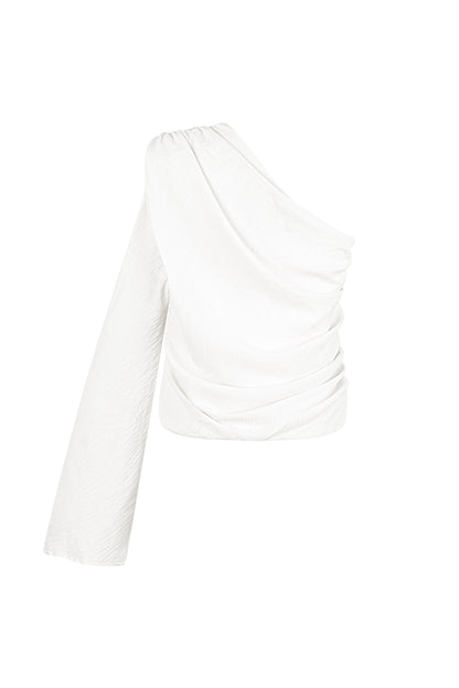 Polyester Women's One Shoulder Long Sleeve Top Asymmetric Design