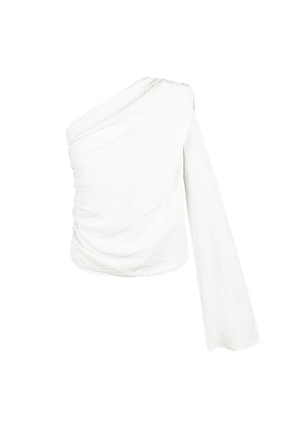 Polyester Women's One Shoulder Long Sleeve Top Asymmetric Design