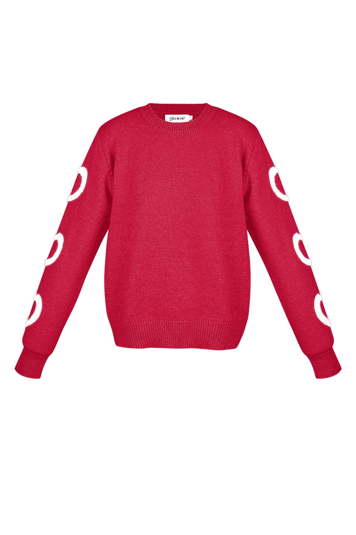 Knitted Wool Blend Women's Crewneck Sweater Heart Pattern Design
