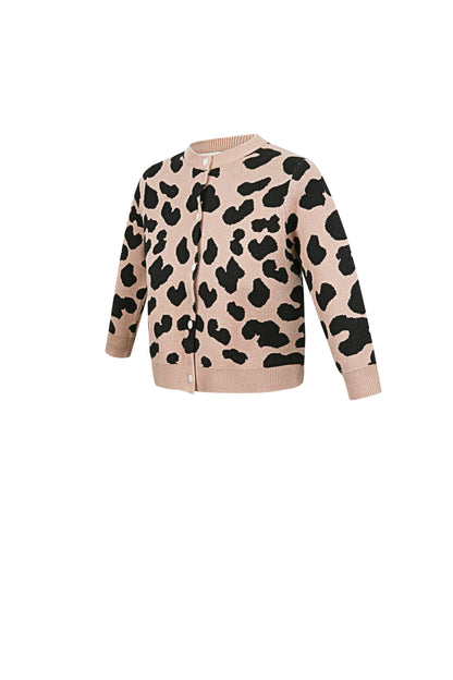 Viscose Knit Cardigan Women's Leopard Print Pattern Stylish