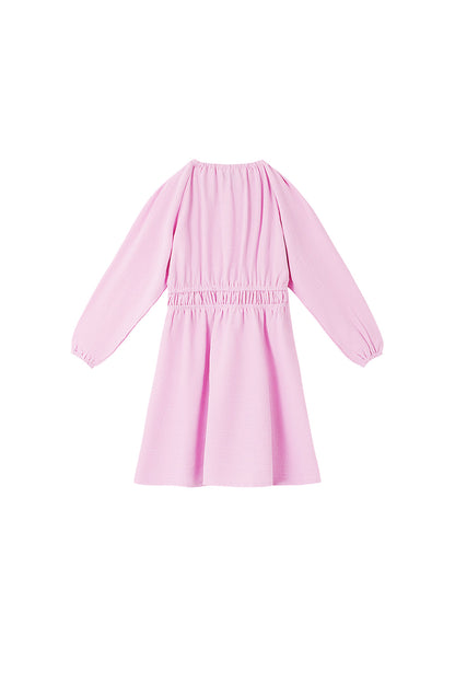 Polyester Women's Mini Dress Pleated Elastic Waist