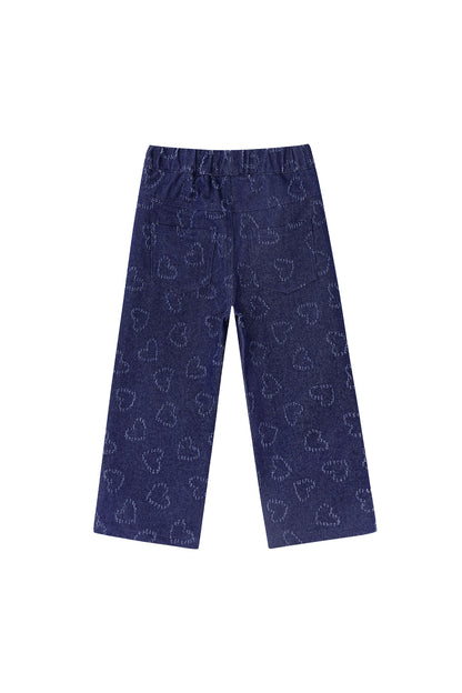Cotton Denim Women's Straight Leg Pants Casual Light Blue
