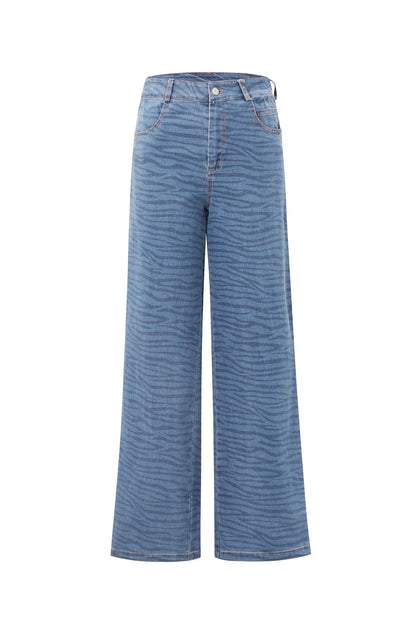 Cotton Woven Women's Straight Leg Denim Pants Medium Indigo Casual
