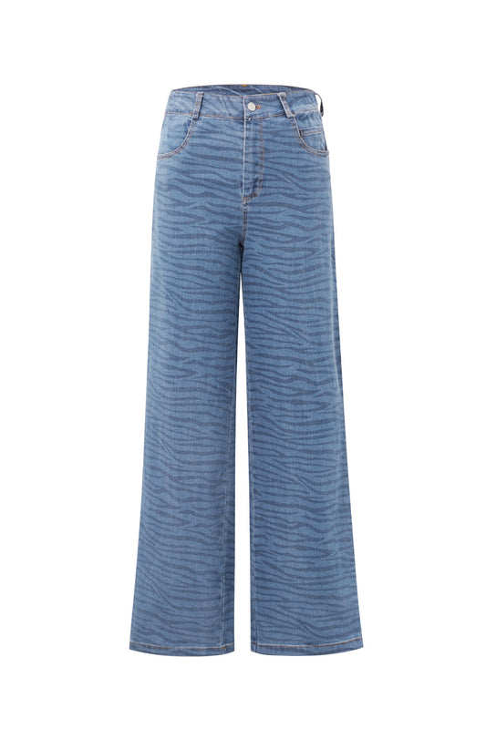 Cotton Woven Women's Straight Leg Denim Pants Medium Indigo Casual