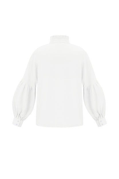 Viscose Women's Blouse Puff Sleeve High Neck