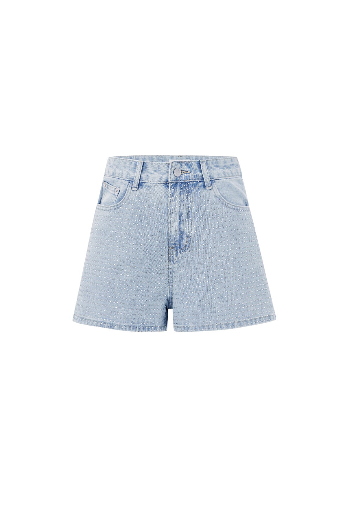 Denim Women's High Waist Shorts Perforated Design