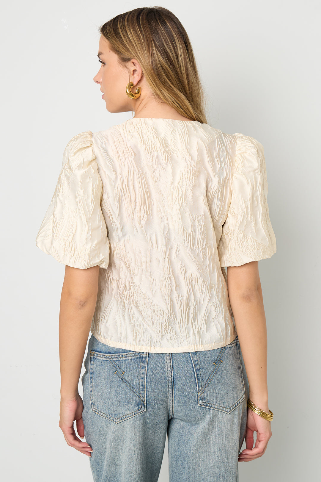 Woven Polyester Fiber Women's Short Sleeve Tops Elegant Solid Color Spring/Summer