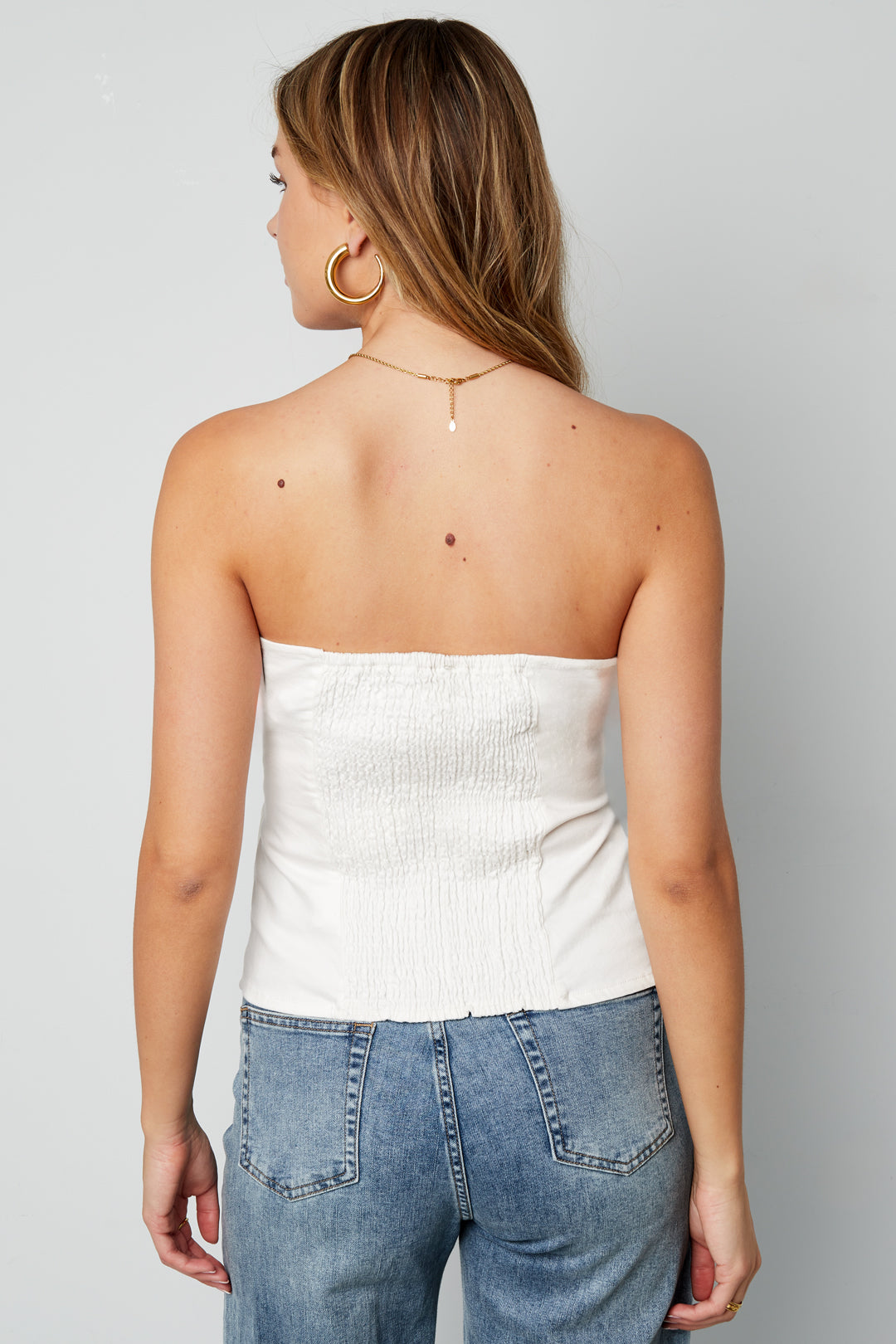 Woven Cotton Women's Denim Top Elegant Solid Color Spring/Summer