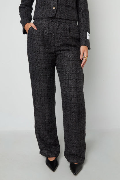 Woven Polyester Fiber Women's Straight Pants Elegant Checkered Fall/Winter