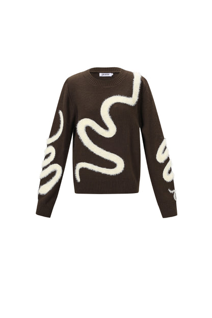 Knitted Polyester Fiber Women's Knit Sweaters Casual Color Clash