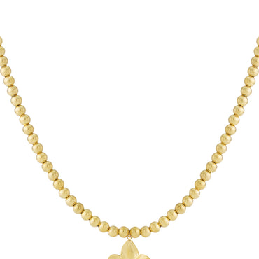 8mm hollow bead necklace with a flower
