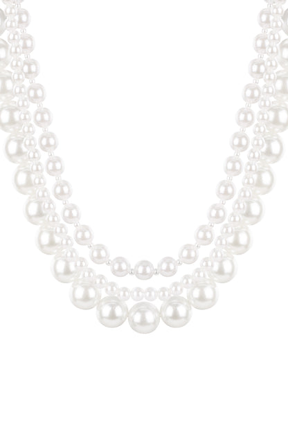 Big pearls layered necklace