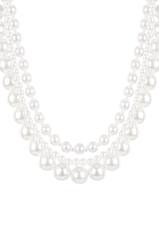Big pearls layered necklace