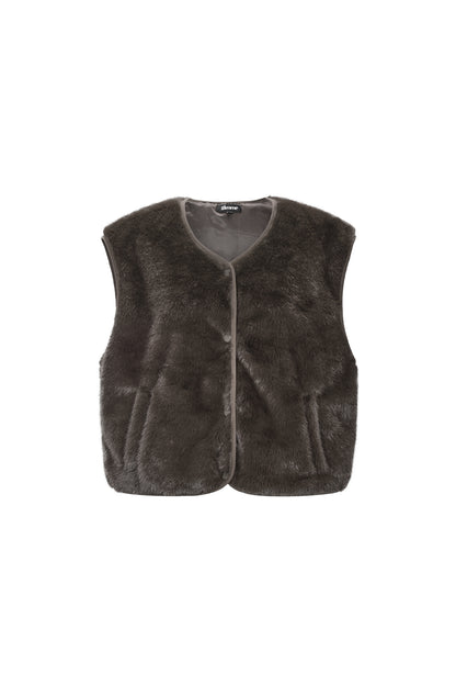 Sleeveless vest faux fur