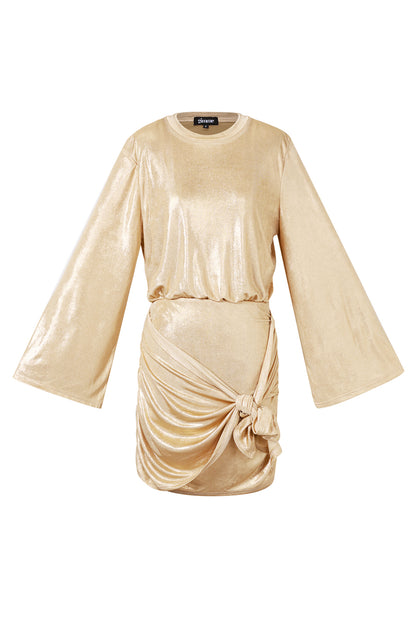 Woven Polyester Fiber Women's Mini Dress Elegant Tie-up