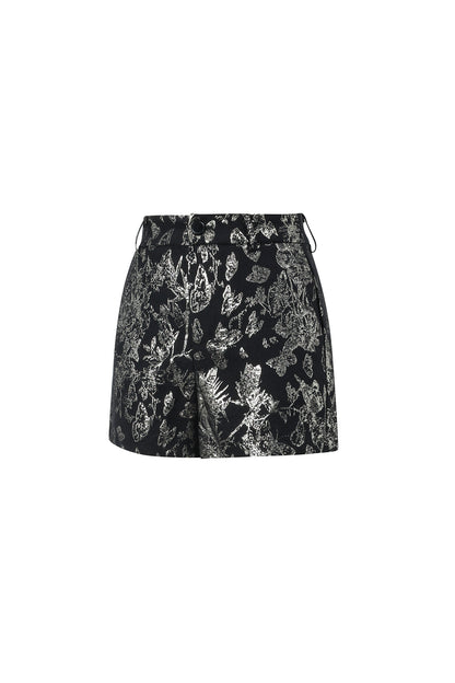 Woven Polyester Fiber Women's Shorts Elegant Floral Print