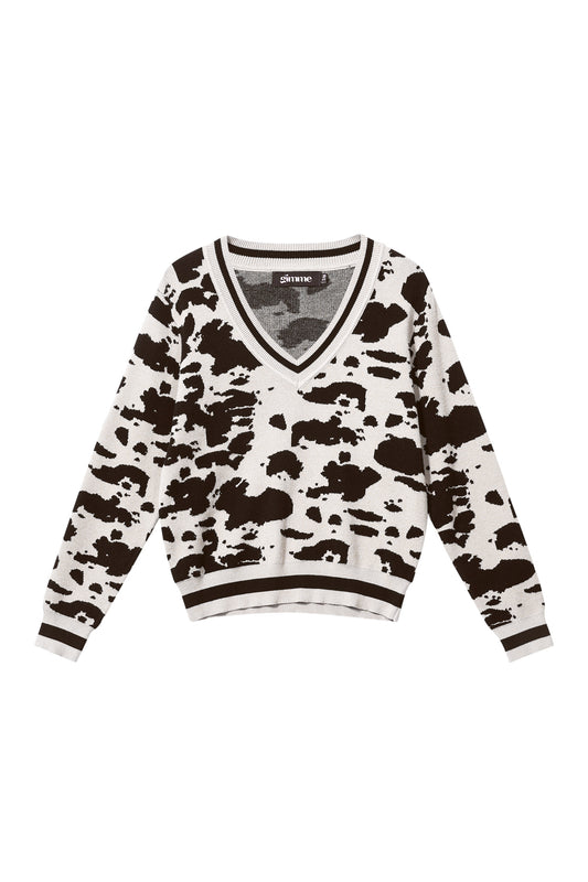 Knitted (including crochet and woolen fabrics) Leopard Print Women's V-Neck Sweater Fall/Winter Casual