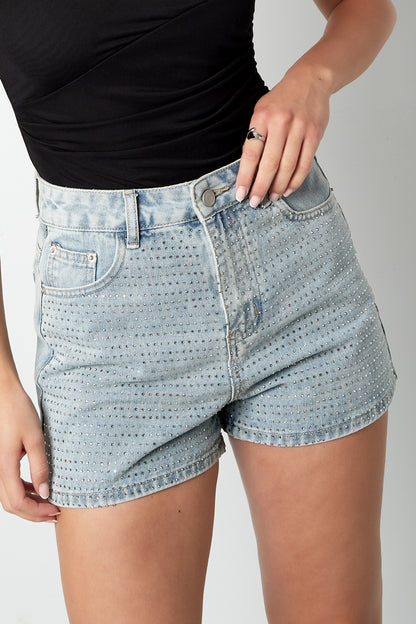 Denim Women's High Waist Shorts Perforated Design