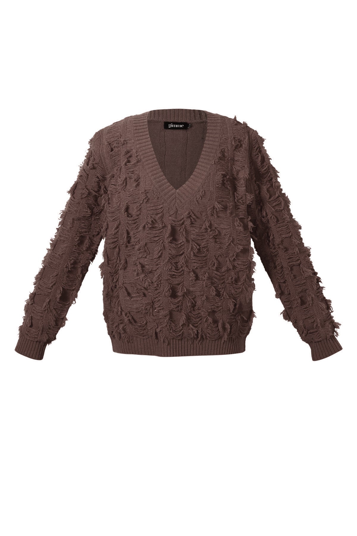 V sweater with fringes