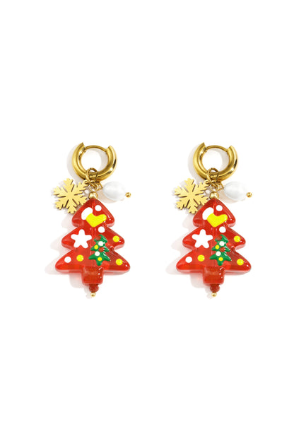 Stainless Steel Drop Earrings plant Casual Christmas Simple Series Women's jewelry