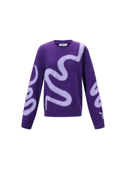 Knitted Polyester Fiber Women's Knit Sweaters Casual Color Clash