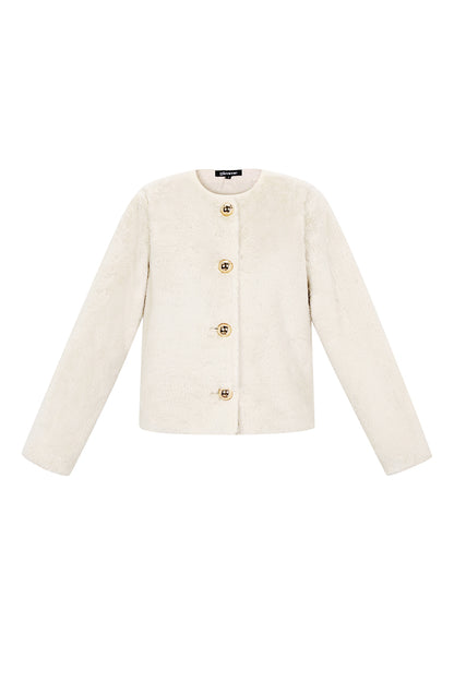 Woven Polyester Fiber Women's Jacket Elegant Solid Color Fall/Winter