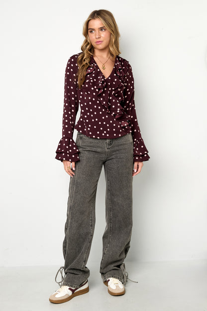 Woven Polyester Fiber Women's Blouse Elegant Polka Dots