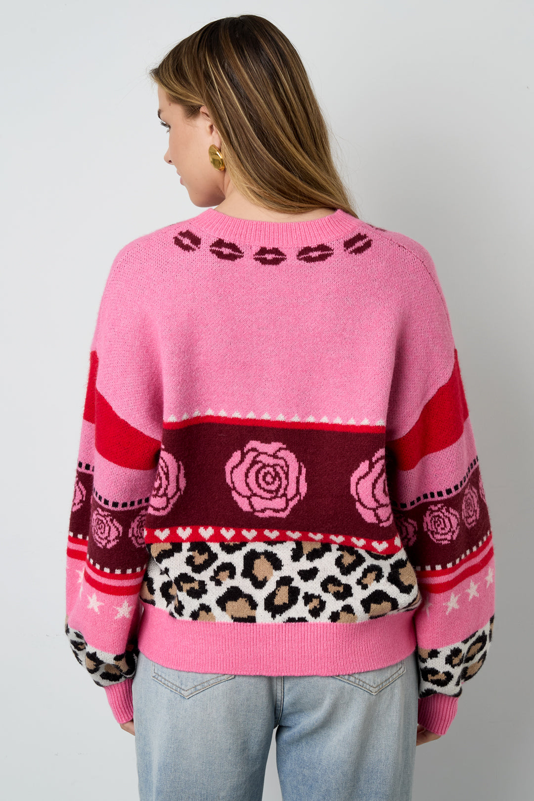 Knitted Polyester Fiber Women's Cardigan Casual Floral Print