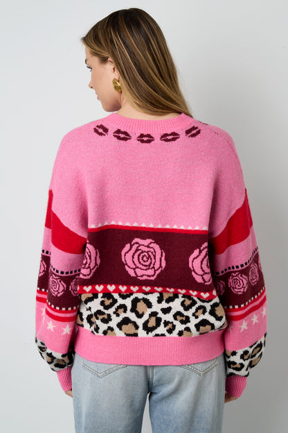 Knitted Polyester Fiber Women's Cardigan Casual Floral Print