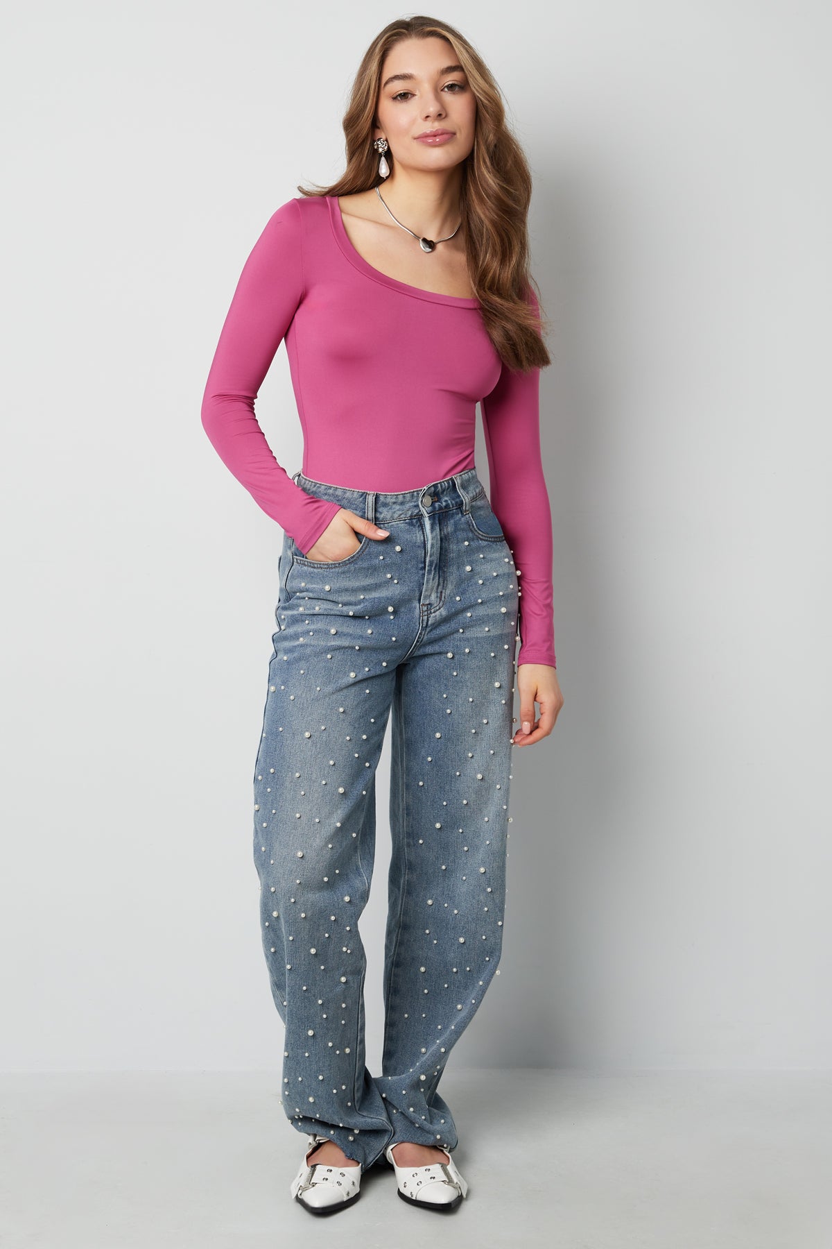 Polyester Women's Long Sleeve Bodysuit High Stretch Form-Fitting