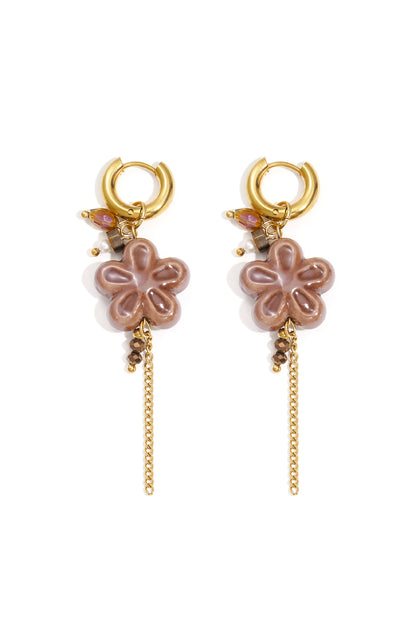 Stainless Steel Drop Earrings Flower Casual Daily Simple Series Women's jewelry
