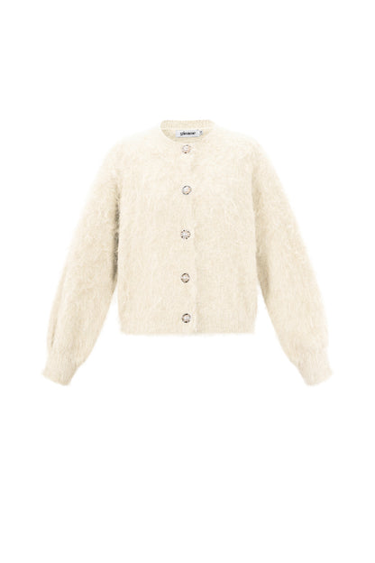 Knitted Polyester Fiber Women's Knit Cardigan Casual Solid Color