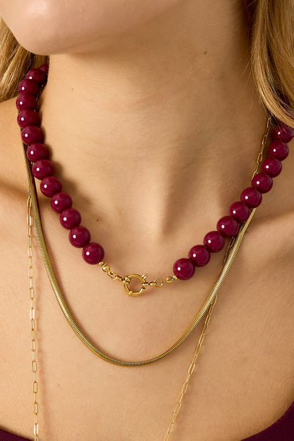 Colored small bead necklace-12mm