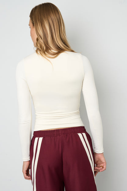 Knitted Nylon Women's Long Sleeve Top Basic Solid Color