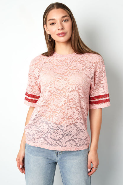Polyester Fiber Women's T-shirt Sporty Color Clash