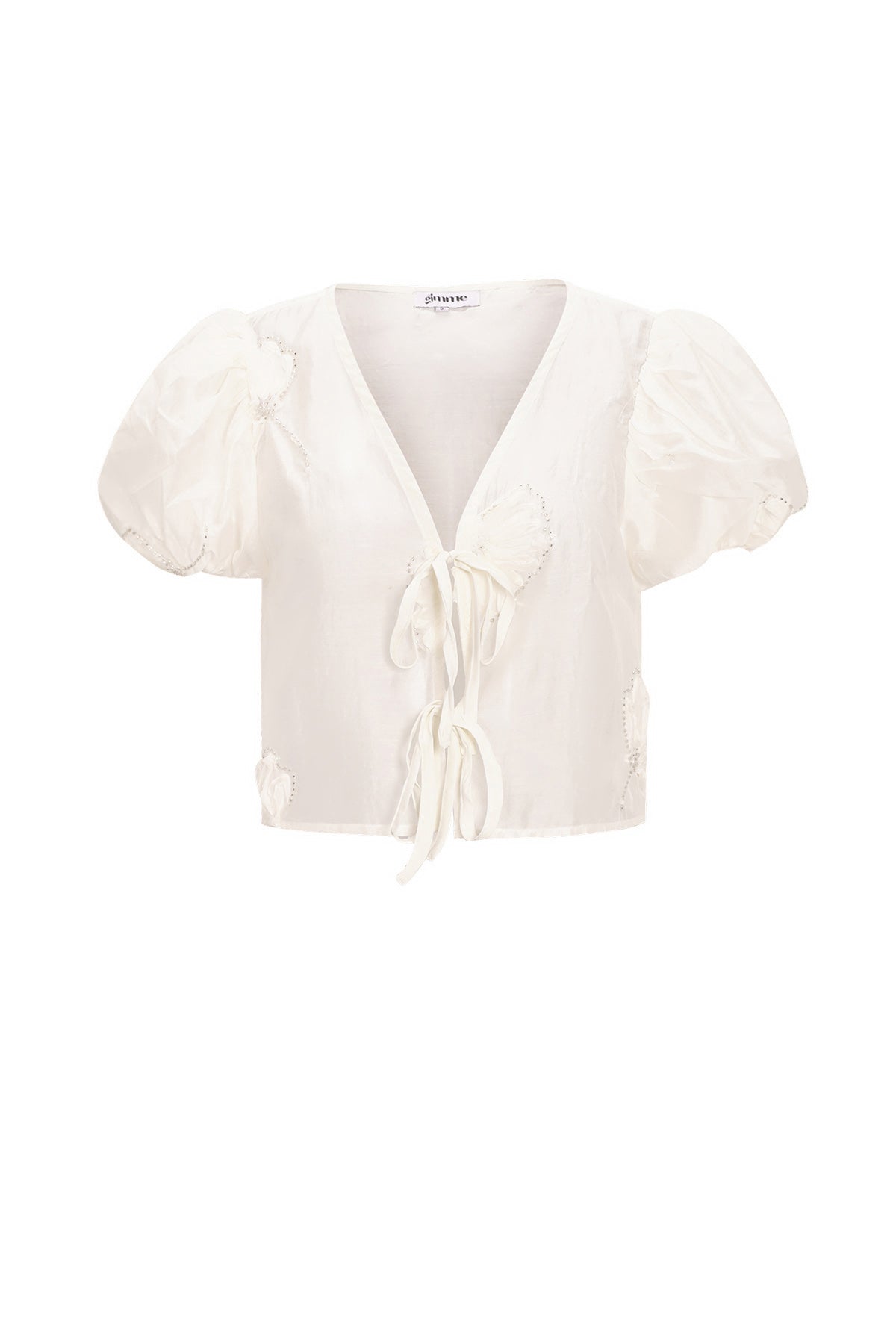 Organic Cotton Woven Women's Short Sleeve Top Bohemian Floral Print Bow