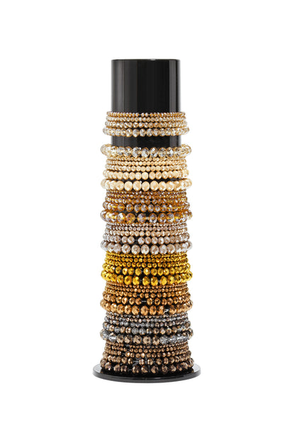 Bracelet display with glass bead bracelets