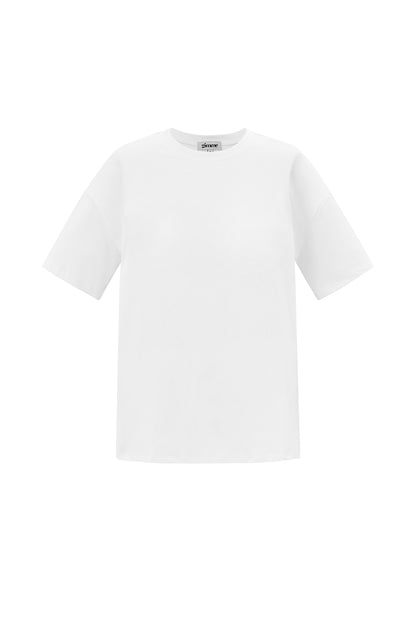 Cotton Knitted Women's T-shirt Casual Solid Color