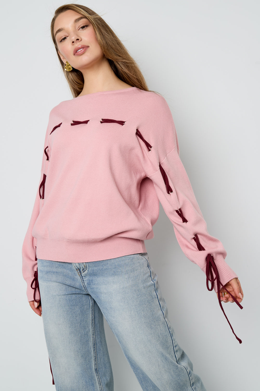Knitted Viscose Women's Sweater Casual Color Clash