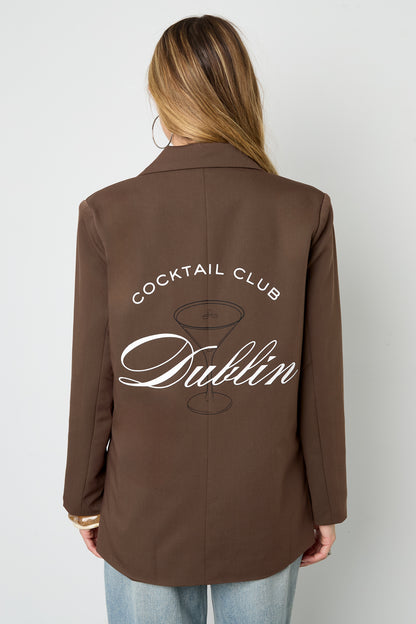 Woven Polyester Fiber Women's Suit Jacket Elegant Letters