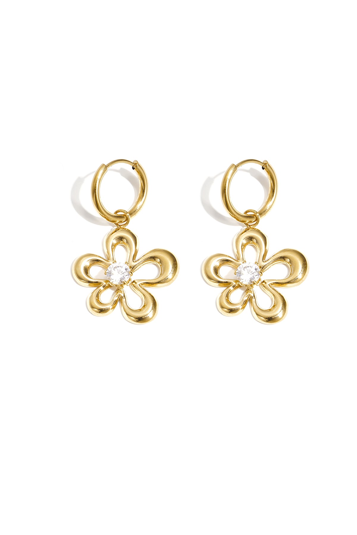 Stainless Steel Drop Earrings Flower Simple Daily Simple Series Women's jewelry